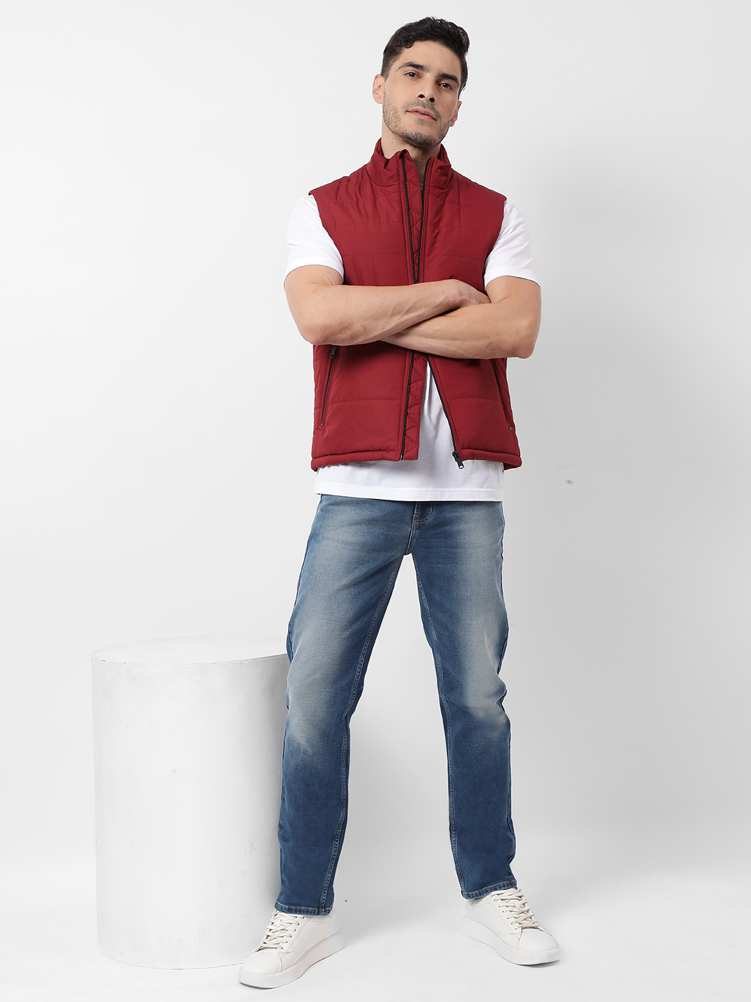 Numero Uno Men Maroon Sleeveless Jackets